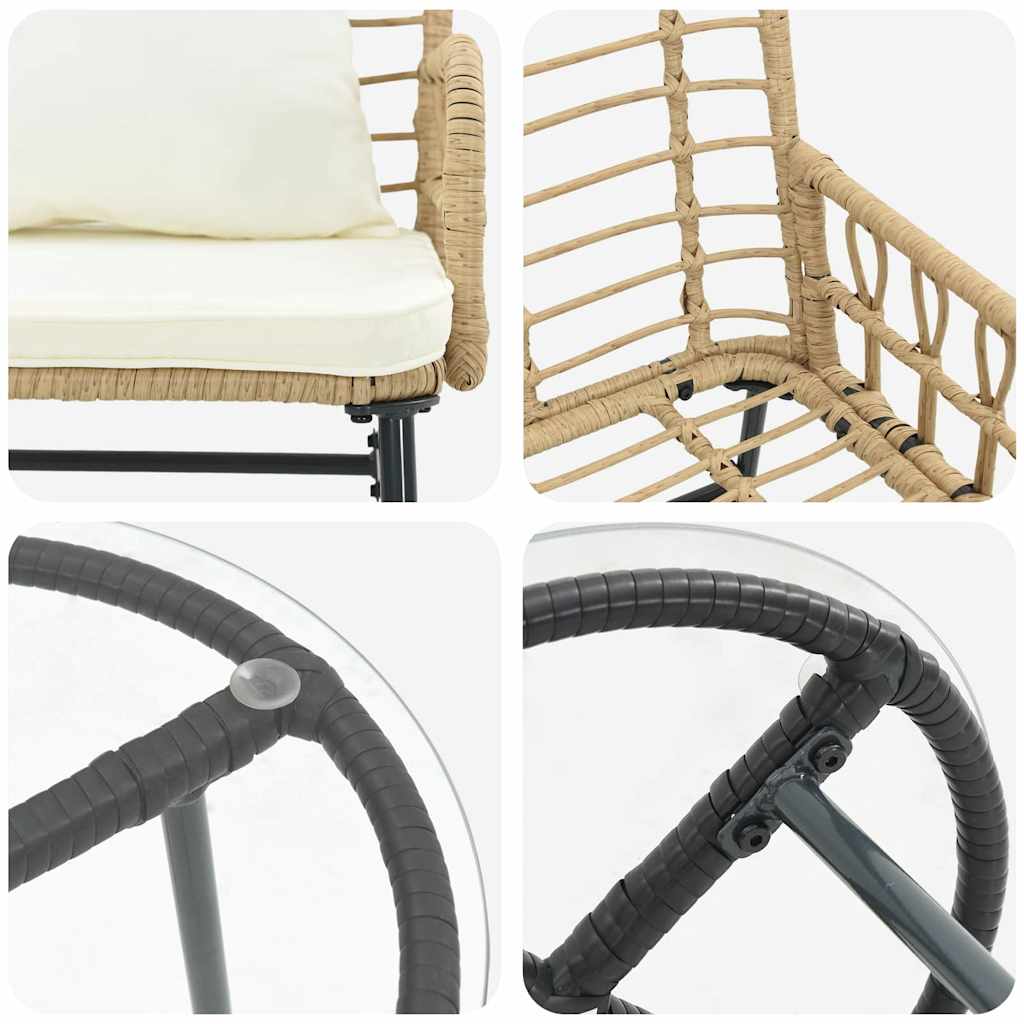 Tuin eettafelset 3 pcs Bruin en Crème poly rattan is nu te koop bij PeponiXL, paradijselijk wonen!