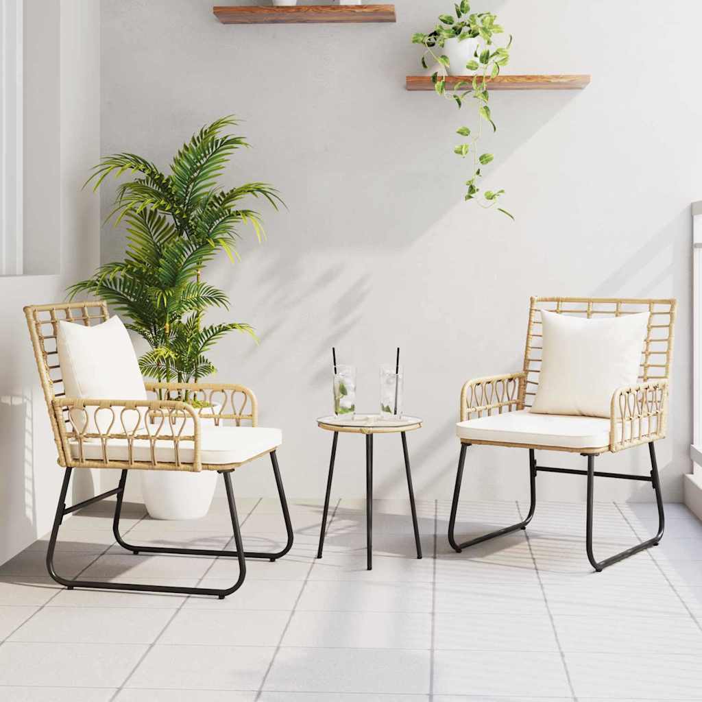 Tuin eettafelset 3 pcs Bruin en Crème poly rattan is nu te koop bij PeponiXL, paradijselijk wonen!