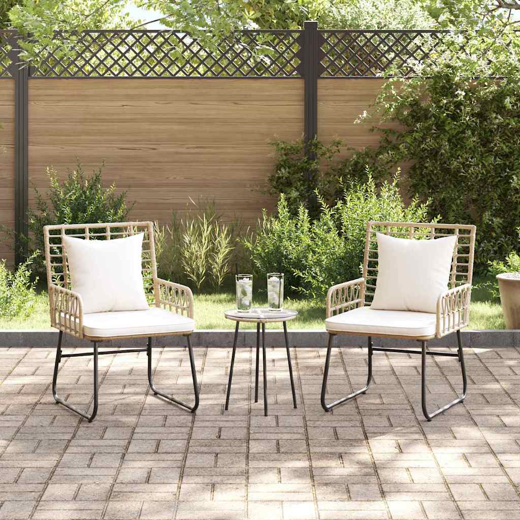 Tuin eettafelset 3 pcs Bruin en Crème poly rattan is nu te koop bij PeponiXL, paradijselijk wonen!