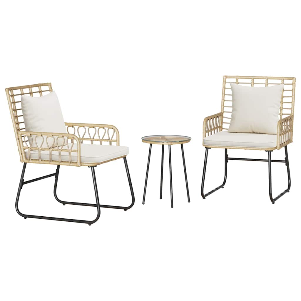 Tuin eettafelset 3 pcs Bruin en Crème poly rattan is nu te koop bij PeponiXL, paradijselijk wonen!