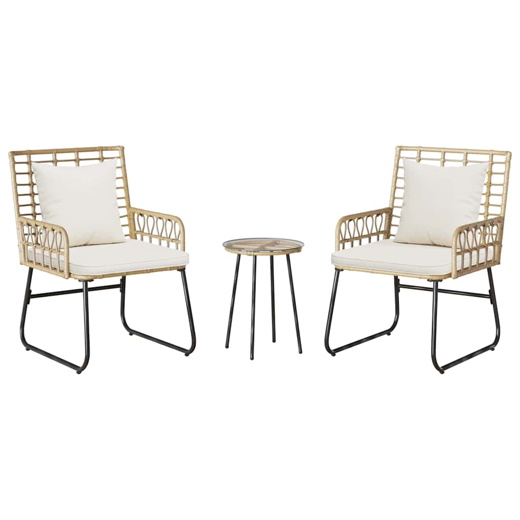 Tuin eettafelset 3 pcs Bruin en Crème poly rattan is nu te koop bij PeponiXL, paradijselijk wonen!