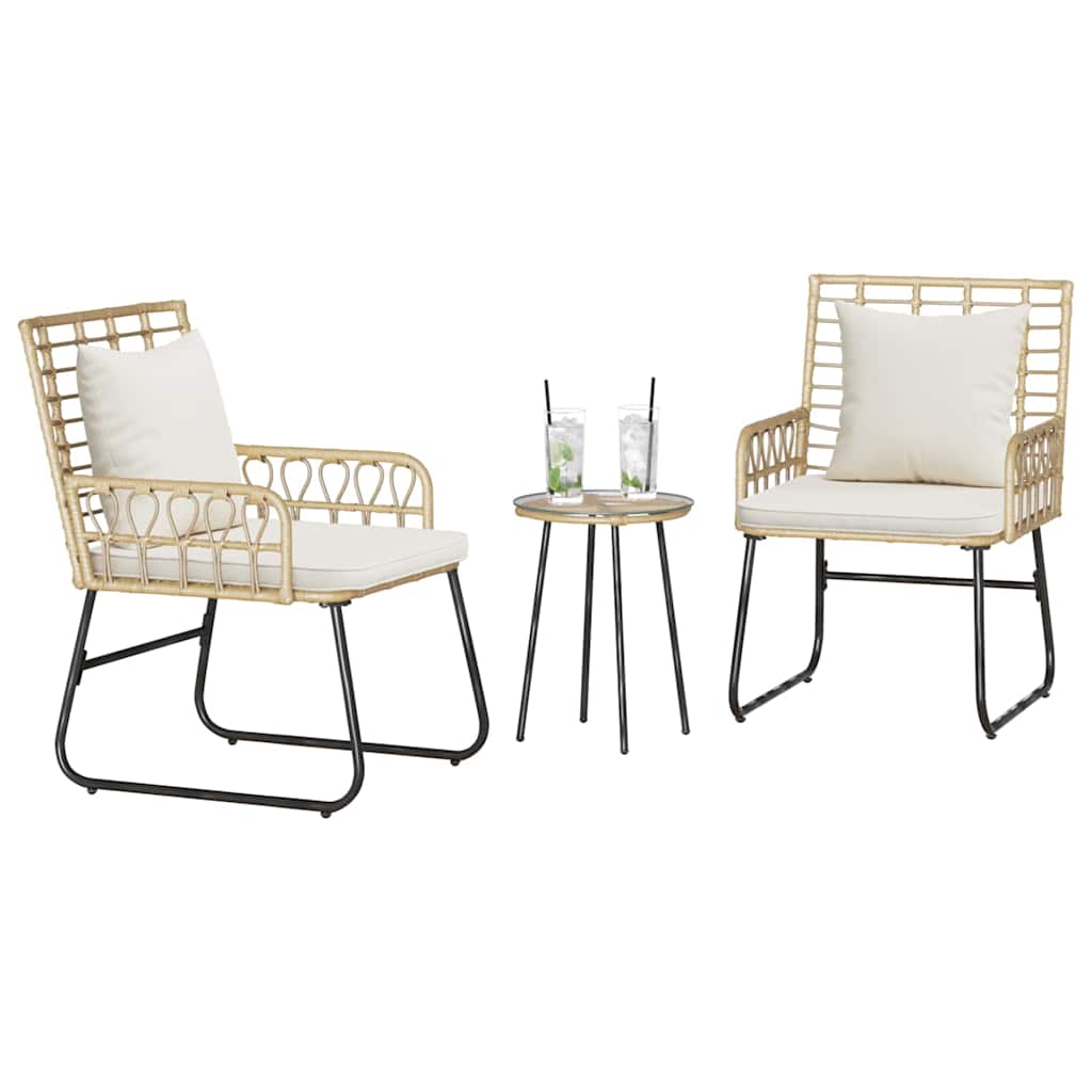 Tuin eettafelset 3 pcs Bruin en Crème poly rattan is nu te koop bij PeponiXL, paradijselijk wonen!