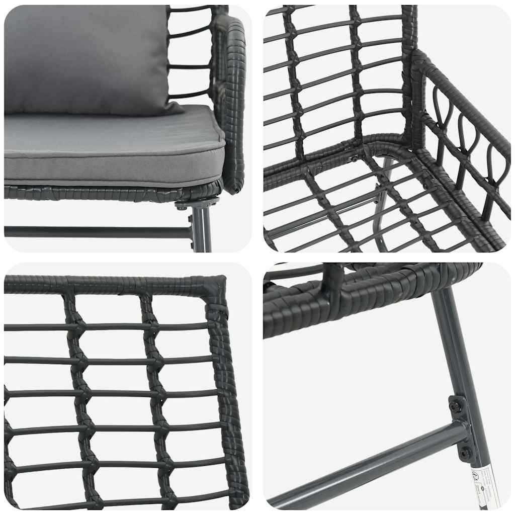 Tuinbank Zwart en Anthraciet poly rattan is nu te koop bij PeponiXL, paradijselijk wonen!