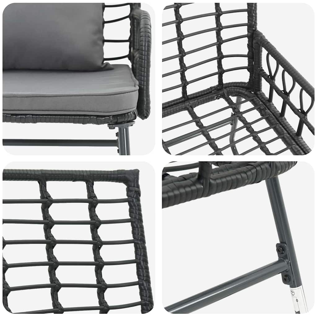 Tuin eettafelset 3 pcs Zwart en Anthraciet poly rattan is nu te koop bij PeponiXL, paradijselijk wonen!