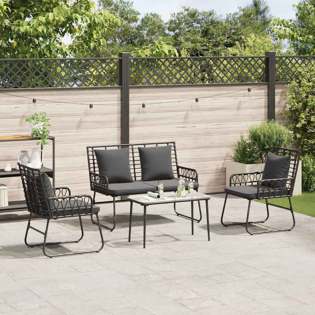 Tuin eettafelset 3 pcs Zwart en Anthraciet poly rattan is nu te koop bij PeponiXL, paradijselijk wonen!