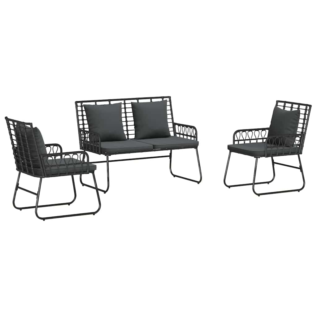 Tuin eettafelset 3 pcs Zwart en Anthraciet poly rattan is nu te koop bij PeponiXL, paradijselijk wonen!
