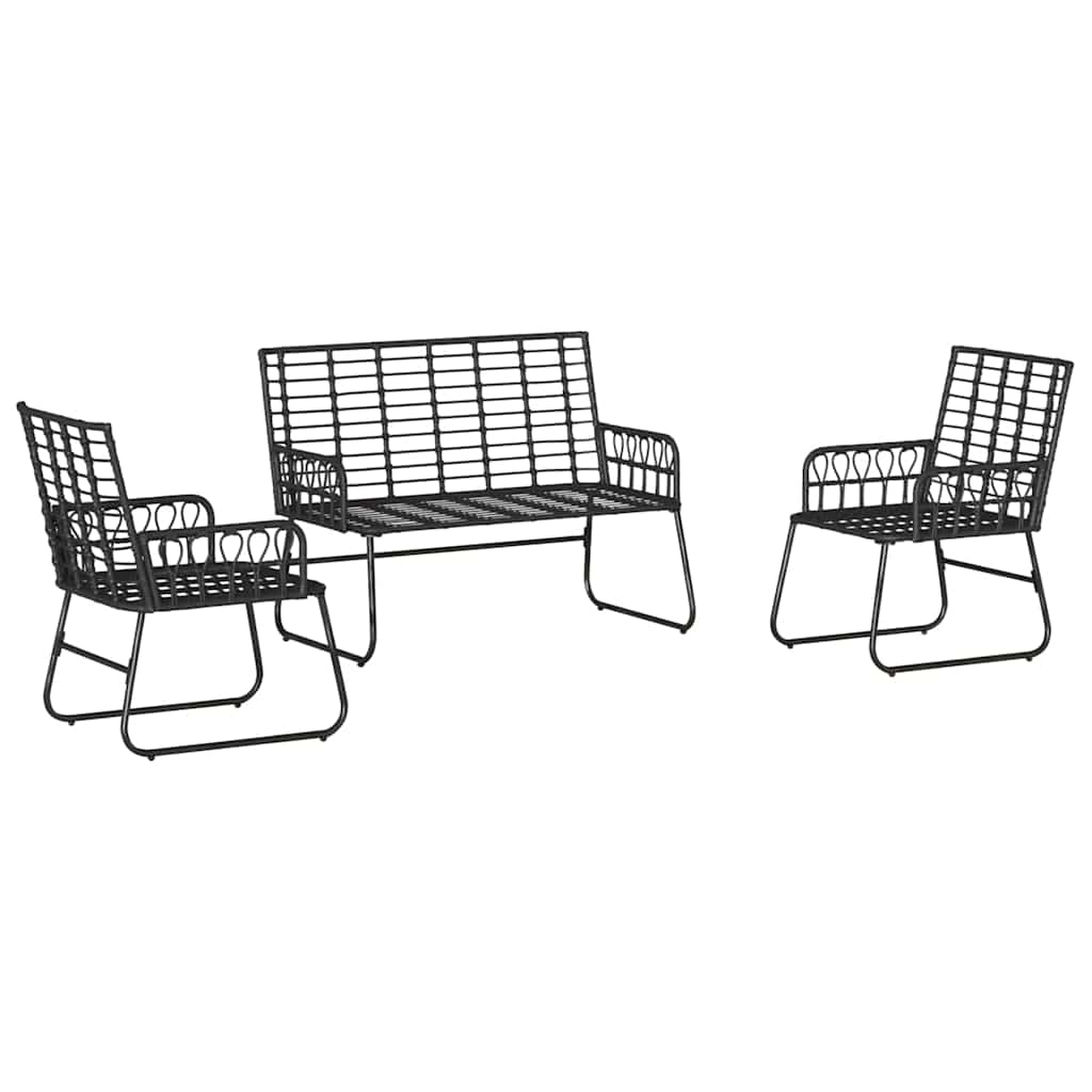 Tuin eettafelset 3 pcs Zwart en Anthraciet poly rattan is nu te koop bij PeponiXL, paradijselijk wonen!
