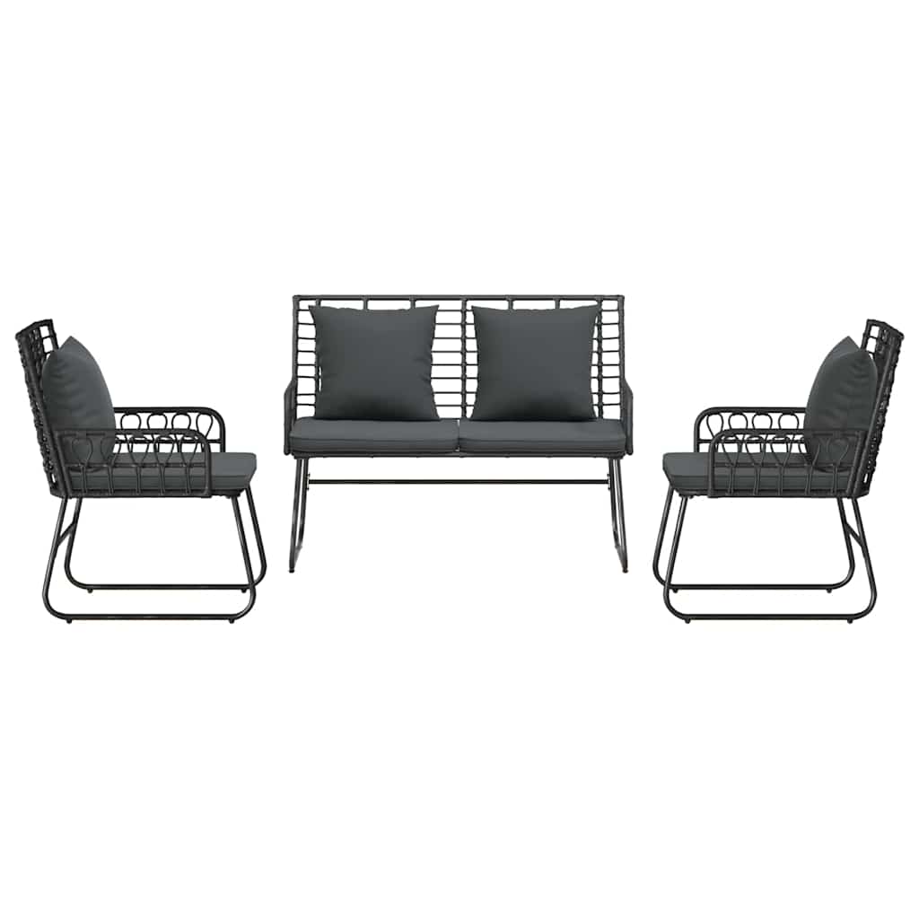 Tuin eettafelset 3 pcs Zwart en Anthraciet poly rattan is nu te koop bij PeponiXL, paradijselijk wonen!