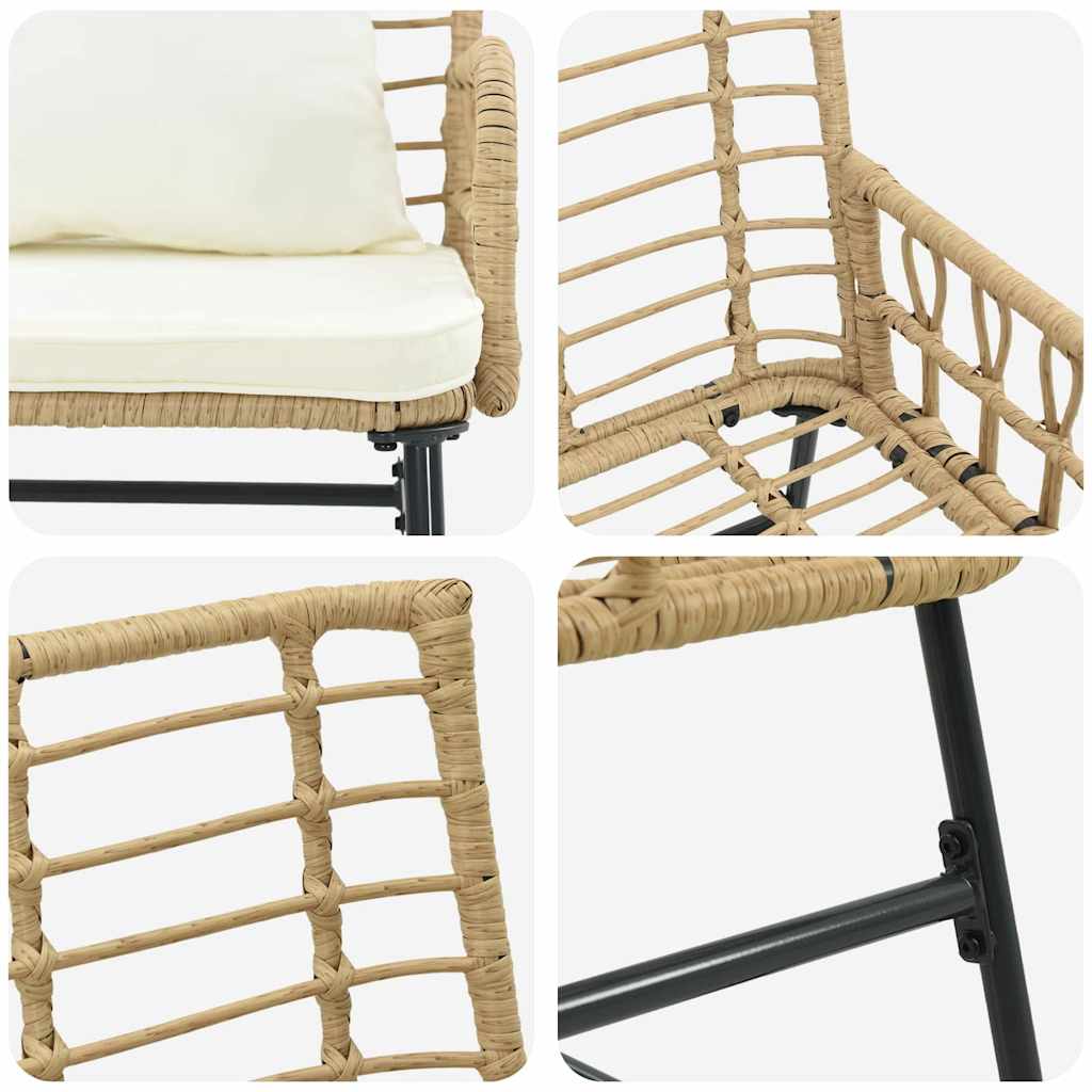 Tuin eettafelset 3 pcs Bruin en Crème poly rattan is nu te koop bij PeponiXL, paradijselijk wonen!