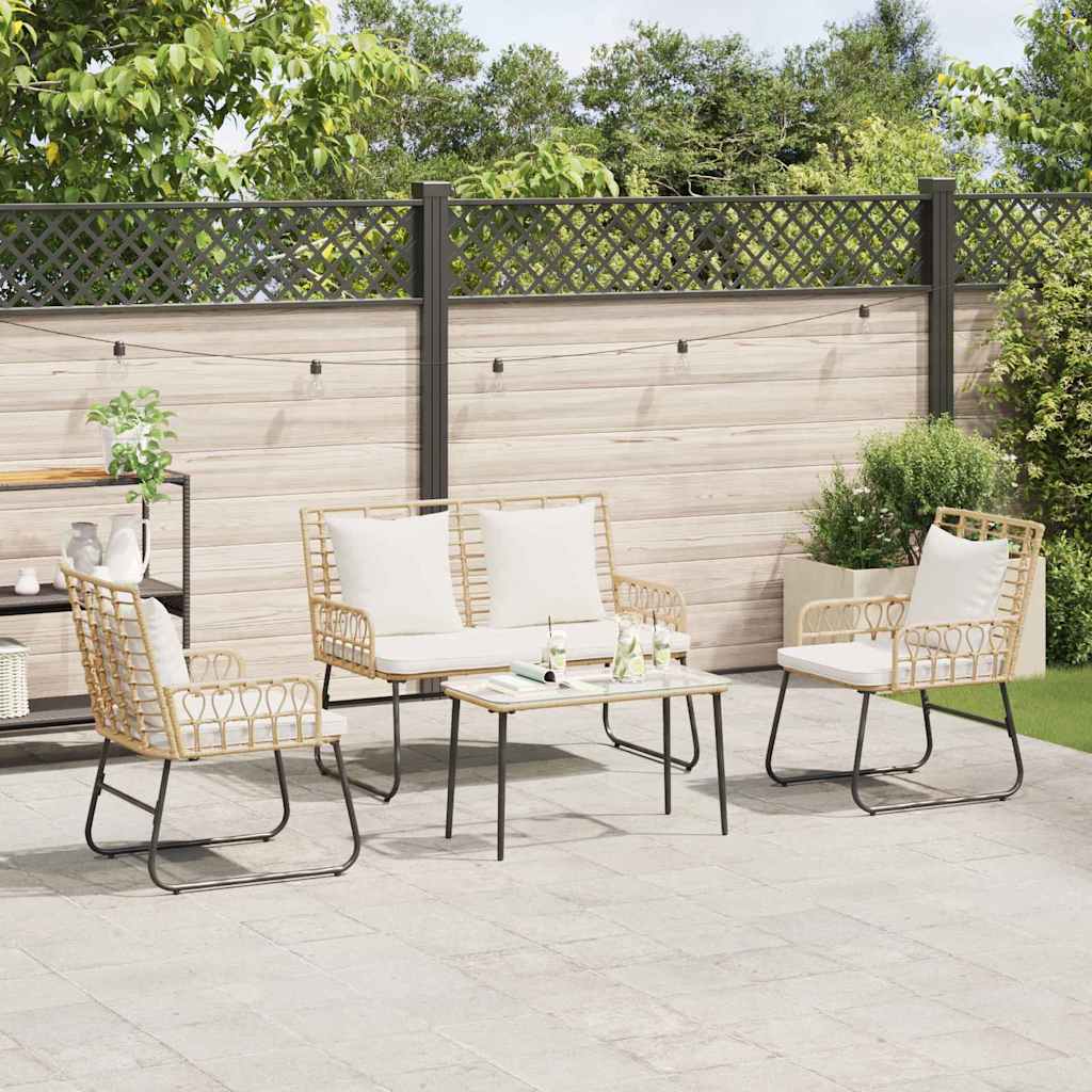 Tuin eettafelset 3 pcs Bruin en Crème poly rattan is nu te koop bij PeponiXL, paradijselijk wonen!