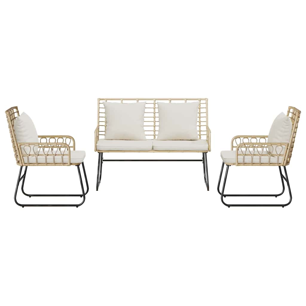 Tuin eettafelset 3 pcs Bruin en Crème poly rattan is nu te koop bij PeponiXL, paradijselijk wonen!