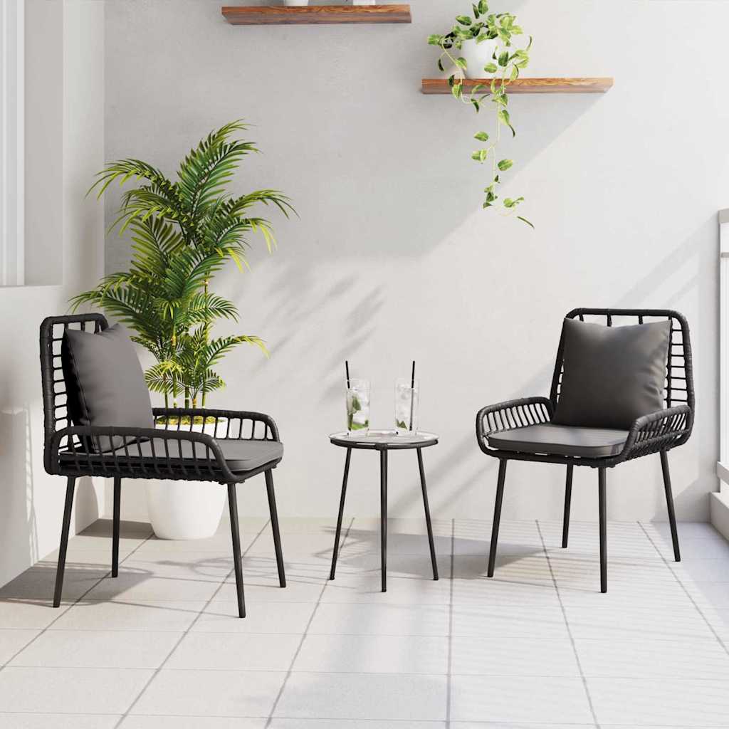 Tuin eettafelset 3 pcs Zwart en Anthraciet poly rattan is nu te koop bij PeponiXL, paradijselijk wonen!