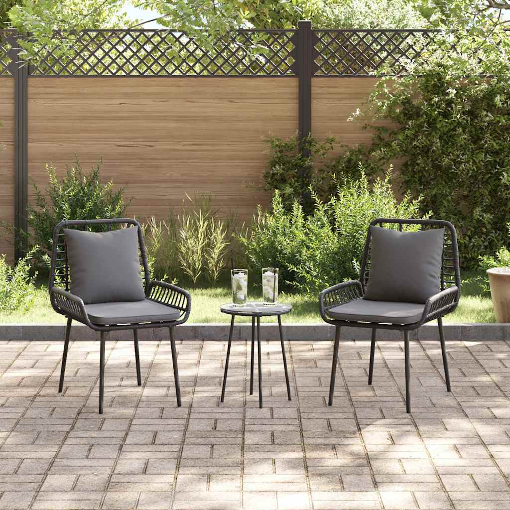 Tuin eettafelset 3 pcs Zwart en Anthraciet poly rattan is nu te koop bij PeponiXL, paradijselijk wonen!