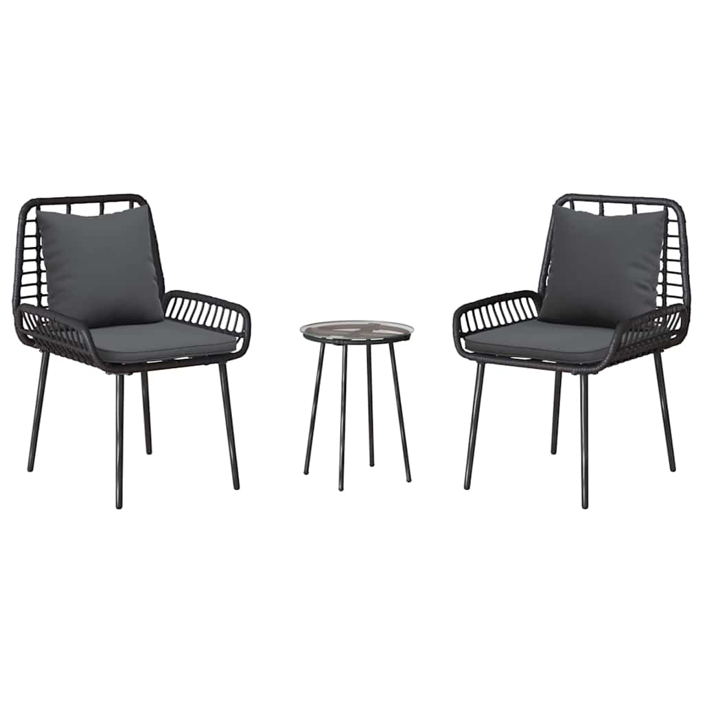 Tuin eettafelset 3 pcs Zwart en Anthraciet poly rattan is nu te koop bij PeponiXL, paradijselijk wonen!