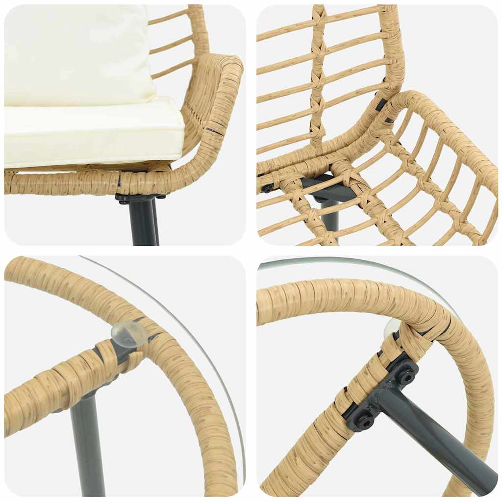 Tuin eettafelset 3 pcs Bruin en Crème poly rattan is nu te koop bij PeponiXL, paradijselijk wonen!