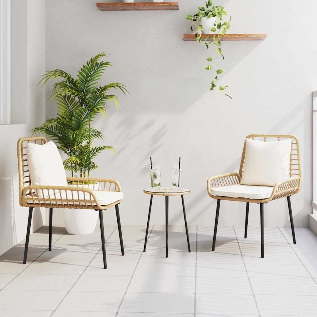 Tuin eettafelset 3 pcs Bruin en Crème poly rattan is nu te koop bij PeponiXL, paradijselijk wonen!