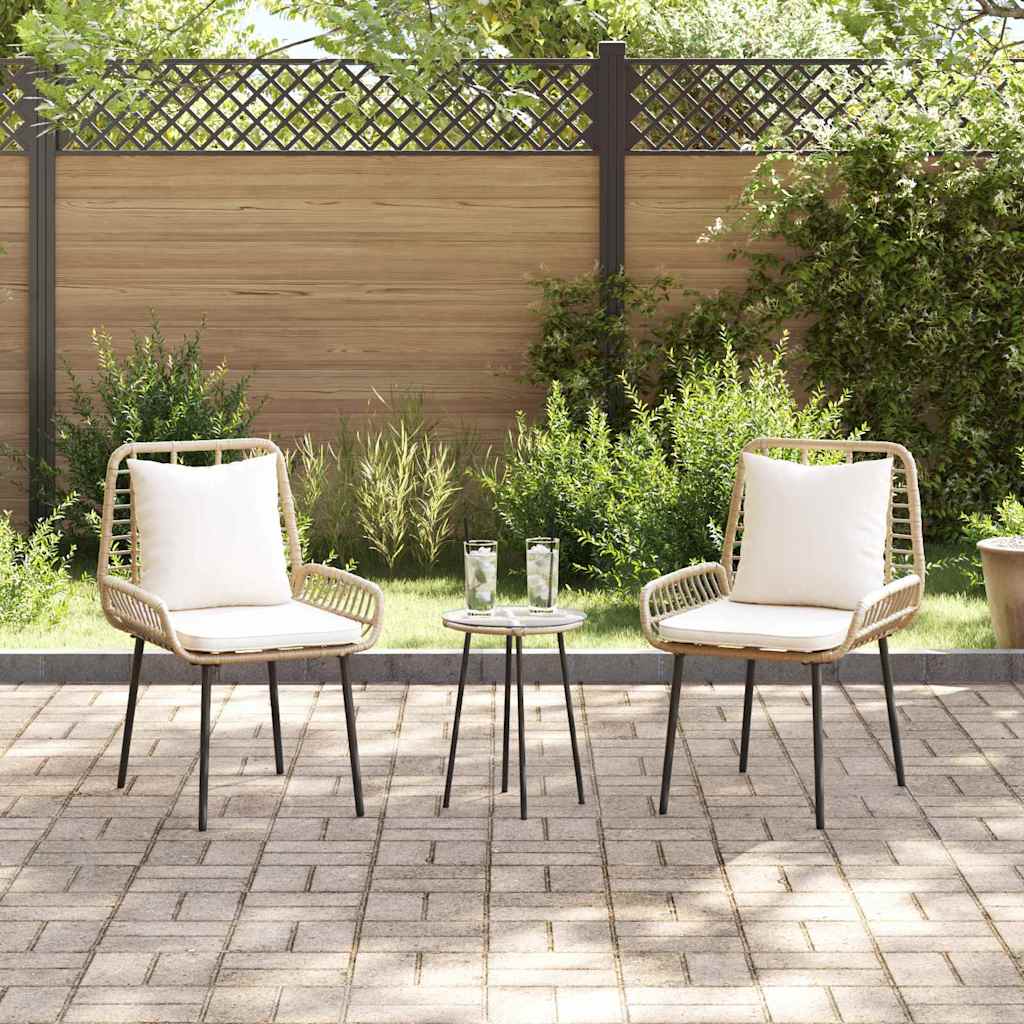Tuin eettafelset 3 pcs Bruin en Crème poly rattan is nu te koop bij PeponiXL, paradijselijk wonen!