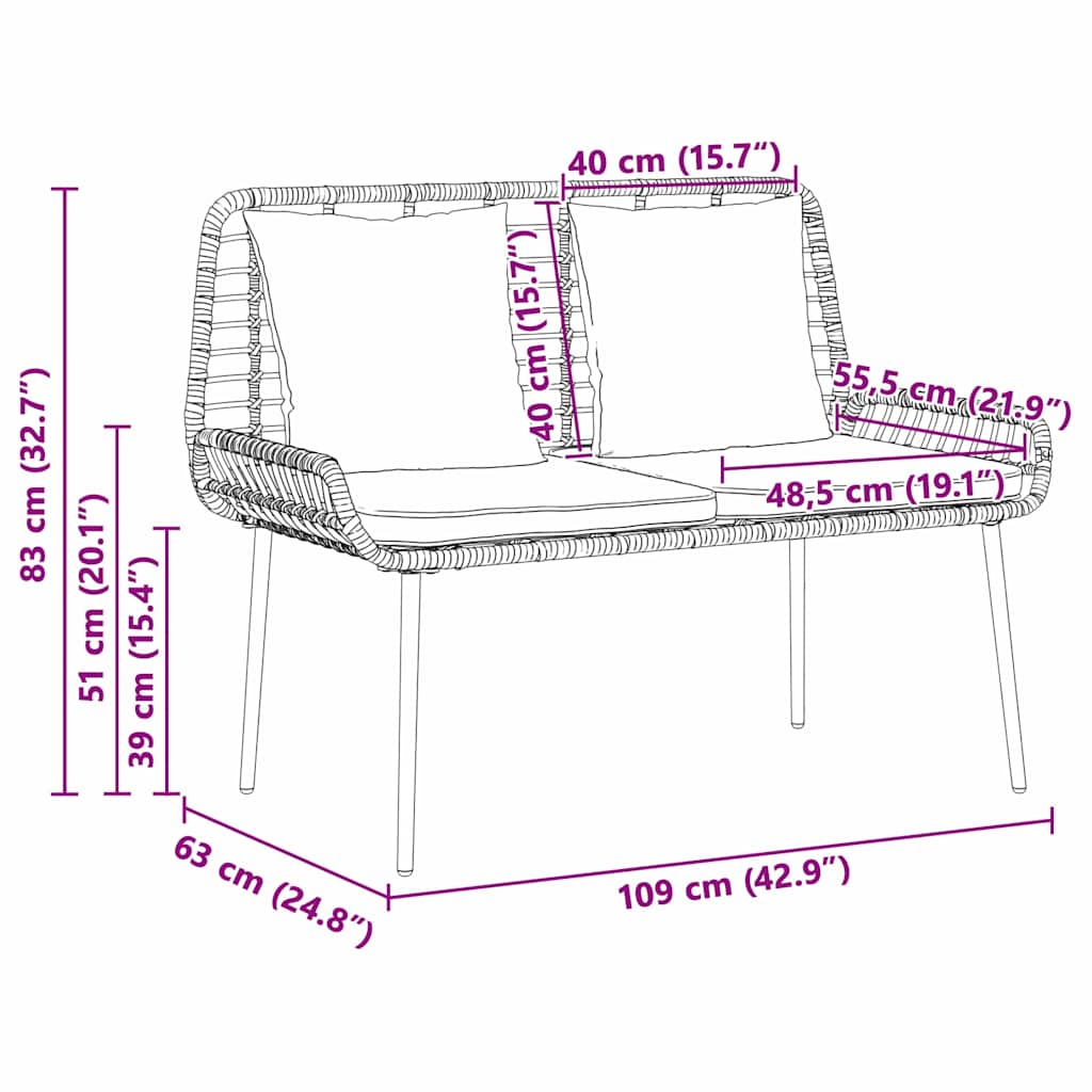 Tuinbank Zwart en Anthraciet poly rattan is nu te koop bij PeponiXL, paradijselijk wonen!