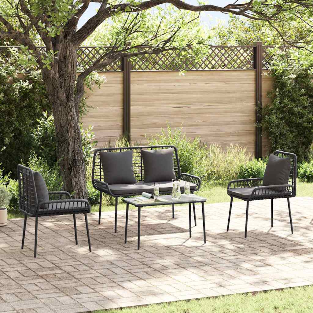 Tuin eettafelset 3 pcs Zwart en Anthraciet poly rattan is nu te koop bij PeponiXL, paradijselijk wonen!