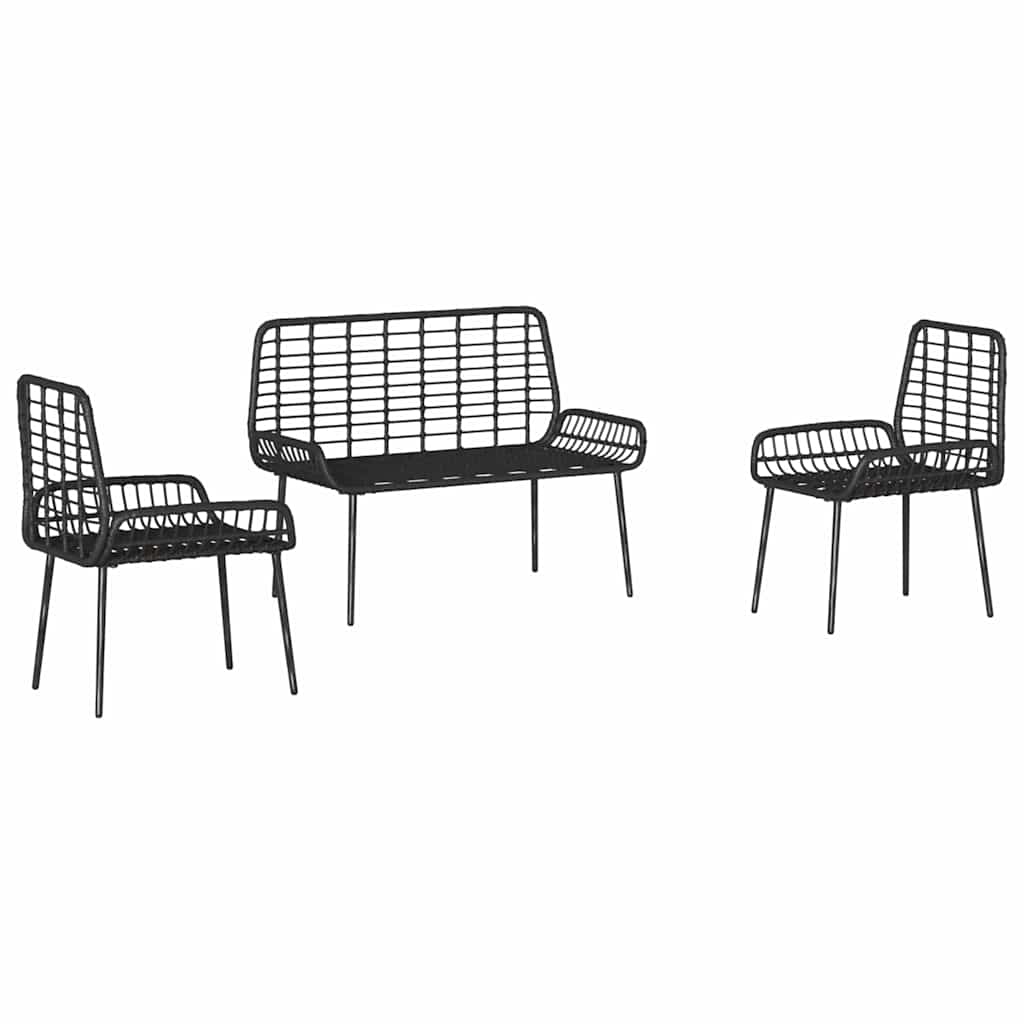 Tuin eettafelset 3 pcs Zwart en Anthraciet poly rattan is nu te koop bij PeponiXL, paradijselijk wonen!