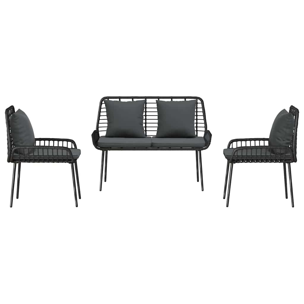 Tuin eettafelset 3 pcs Zwart en Anthraciet poly rattan is nu te koop bij PeponiXL, paradijselijk wonen!