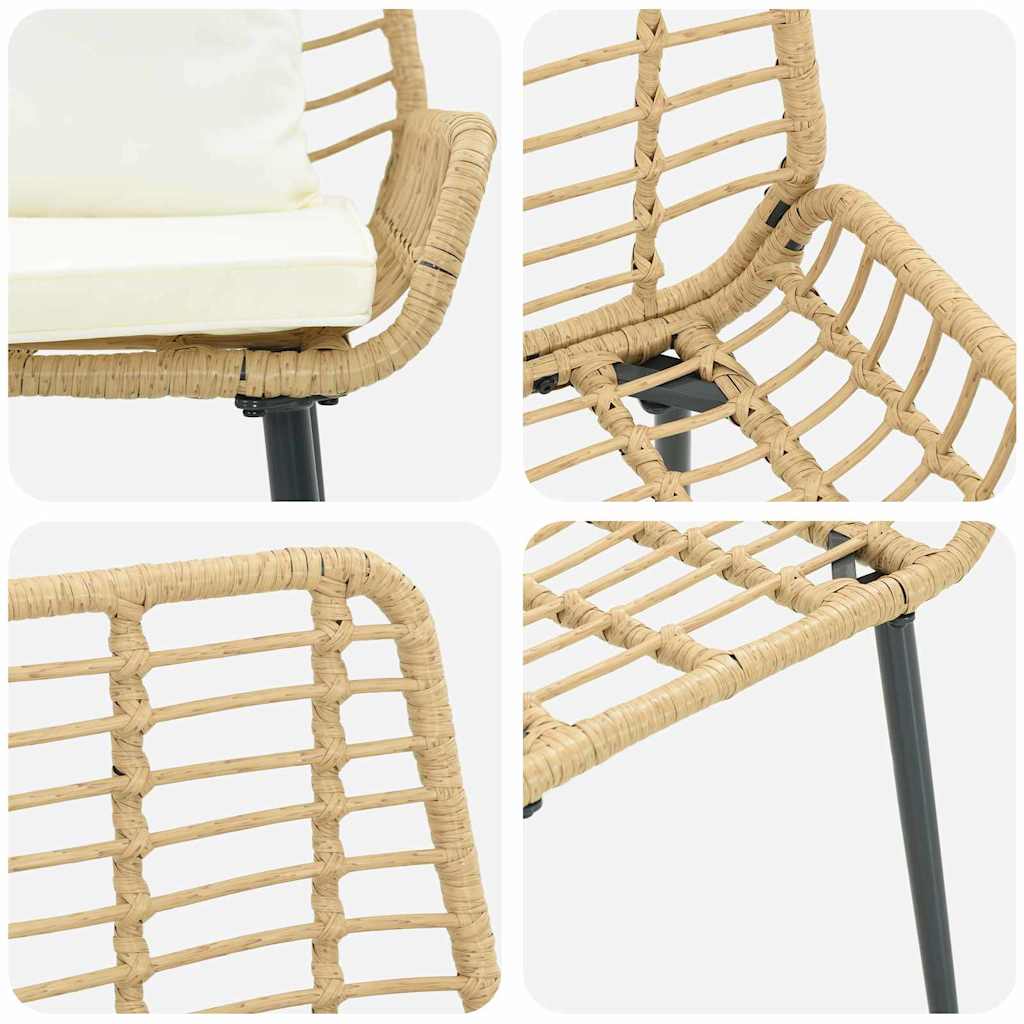 Tuin eettafelset 3 pcs Bruin en Crème poly rattan is nu te koop bij PeponiXL, paradijselijk wonen!