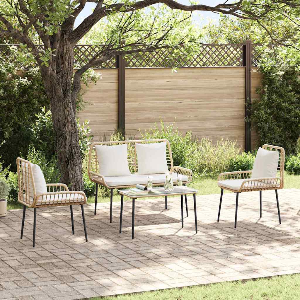 Tuin eettafelset 3 pcs Bruin en Crème poly rattan is nu te koop bij PeponiXL, paradijselijk wonen!
