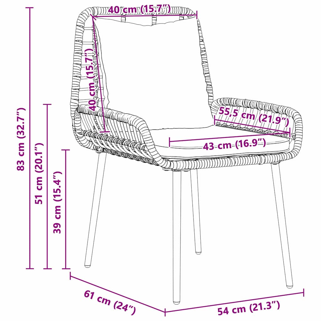 Tuin eettafelset 3 pcs Bruin en Crème poly rattan is nu te koop bij PeponiXL, paradijselijk wonen!