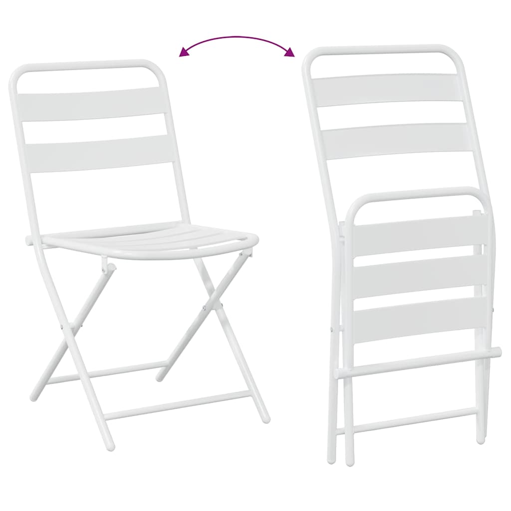 Tuin Bistro Set 3 pcs Wit Staal is nu te koop bij PeponiXL, paradijselijk wonen!