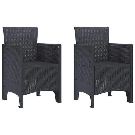Tuinstoel 2 pcs Antraciet 53 x 49 x 85 cm Polypropyleen is nu te koop bij PeponiXL, paradijselijk wonen!
