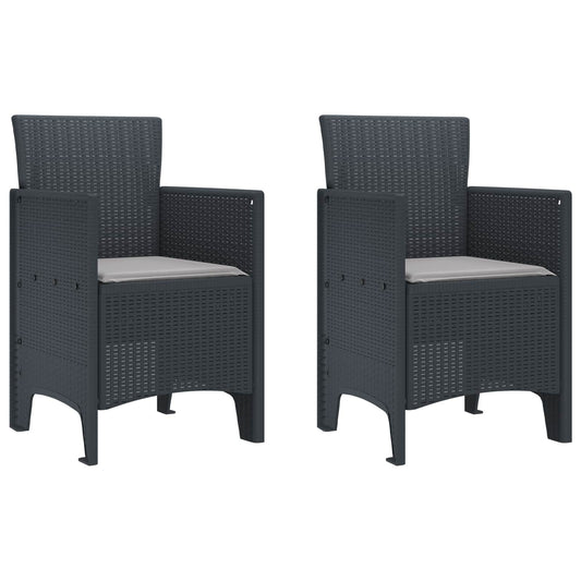 Tuinstoel 2 pcs Antraciet 53 x 49 x 85 cm Polypropyleen is nu te koop bij PeponiXL, paradijselijk wonen!