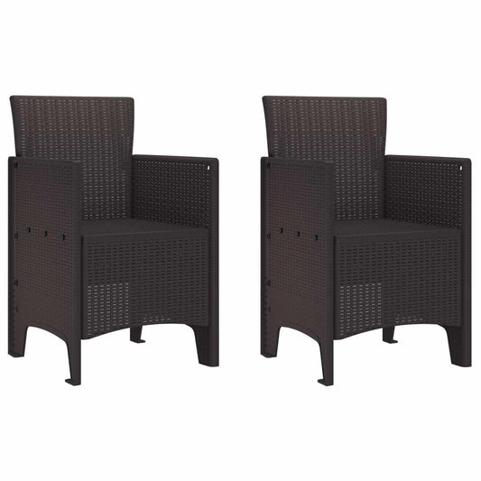 Tuinstoel met kussen 2 pcs Bruin 53 x 49 x 85 cm Polypropyleen is nu te koop bij PeponiXL, paradijselijk wonen!