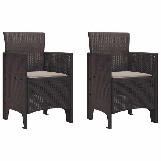 Tuinstoel met kussen 2 pcs Bruin 53 x 49 x 85 cm Polypropyleen is nu te koop bij PeponiXL, paradijselijk wonen!
