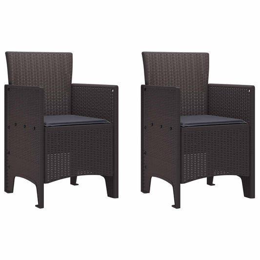 Tuinstoel met kussen 2 pcs Bruin 53 x 49 x 85 cm Polypropyleen is nu te koop bij PeponiXL, paradijselijk wonen!