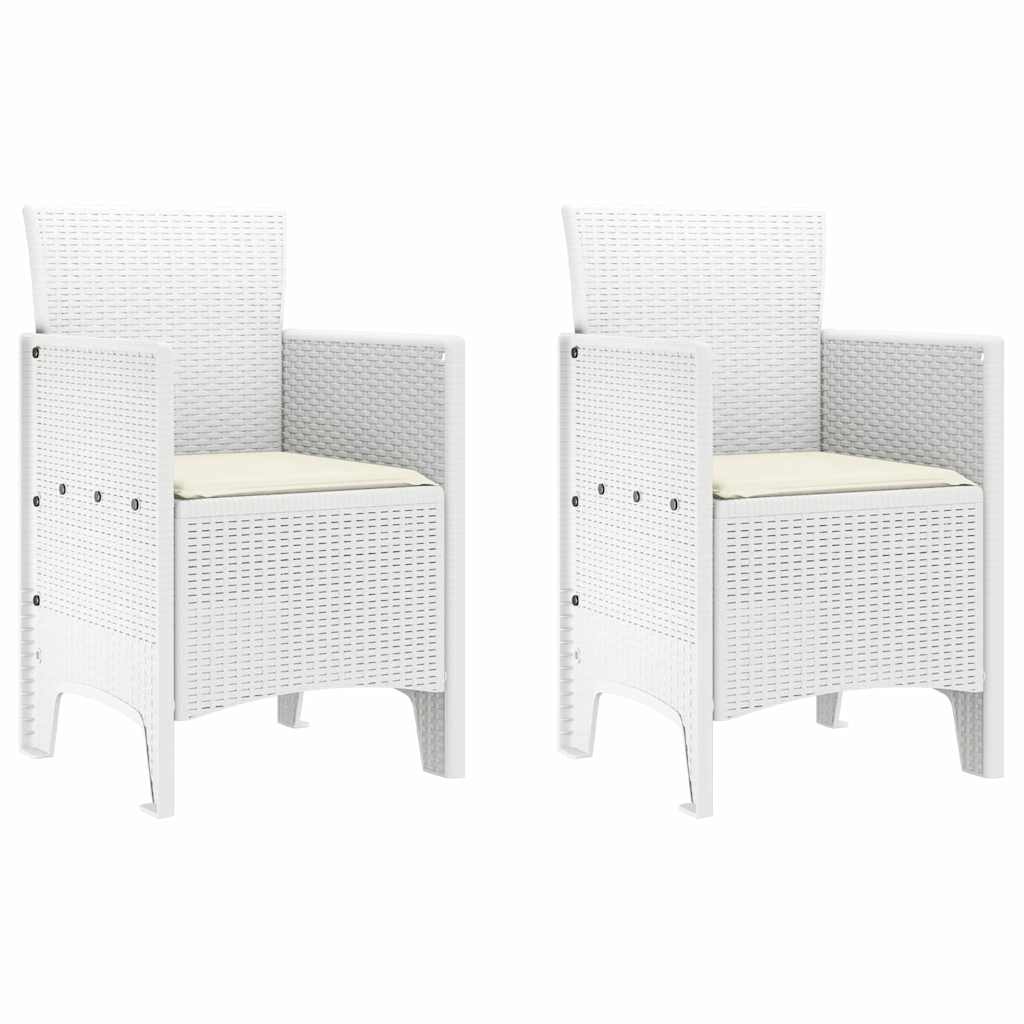 Tuinstoel met kussen 2 pcs Wit 53 x 49 x 85 cm Polypropyleen is nu te koop bij PeponiXL, paradijselijk wonen!