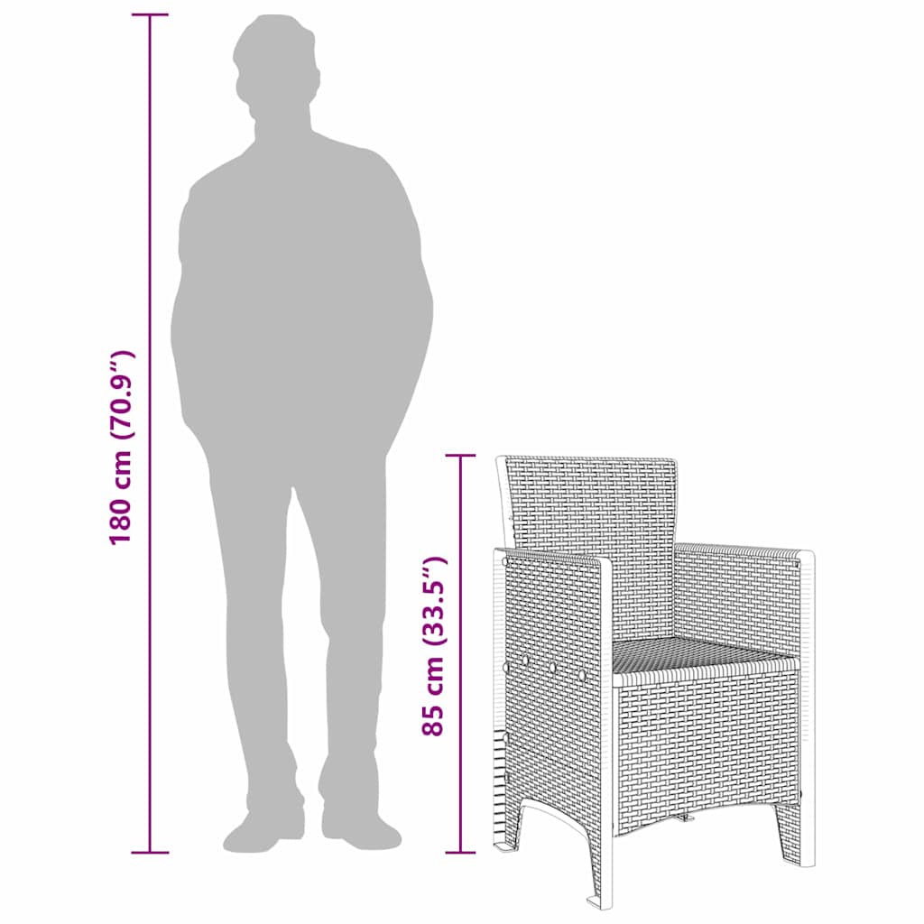 Tuinstoel 2 pcs Lichtgrijs 53 x 49 x 85 cm Polypropyleen is nu te koop bij PeponiXL, paradijselijk wonen!