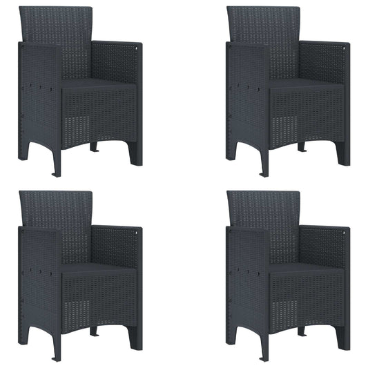 Tuinstoel 4 pcs Antraciet 53 x 49 x 85 cm Polypropyleen is nu te koop bij PeponiXL, paradijselijk wonen!