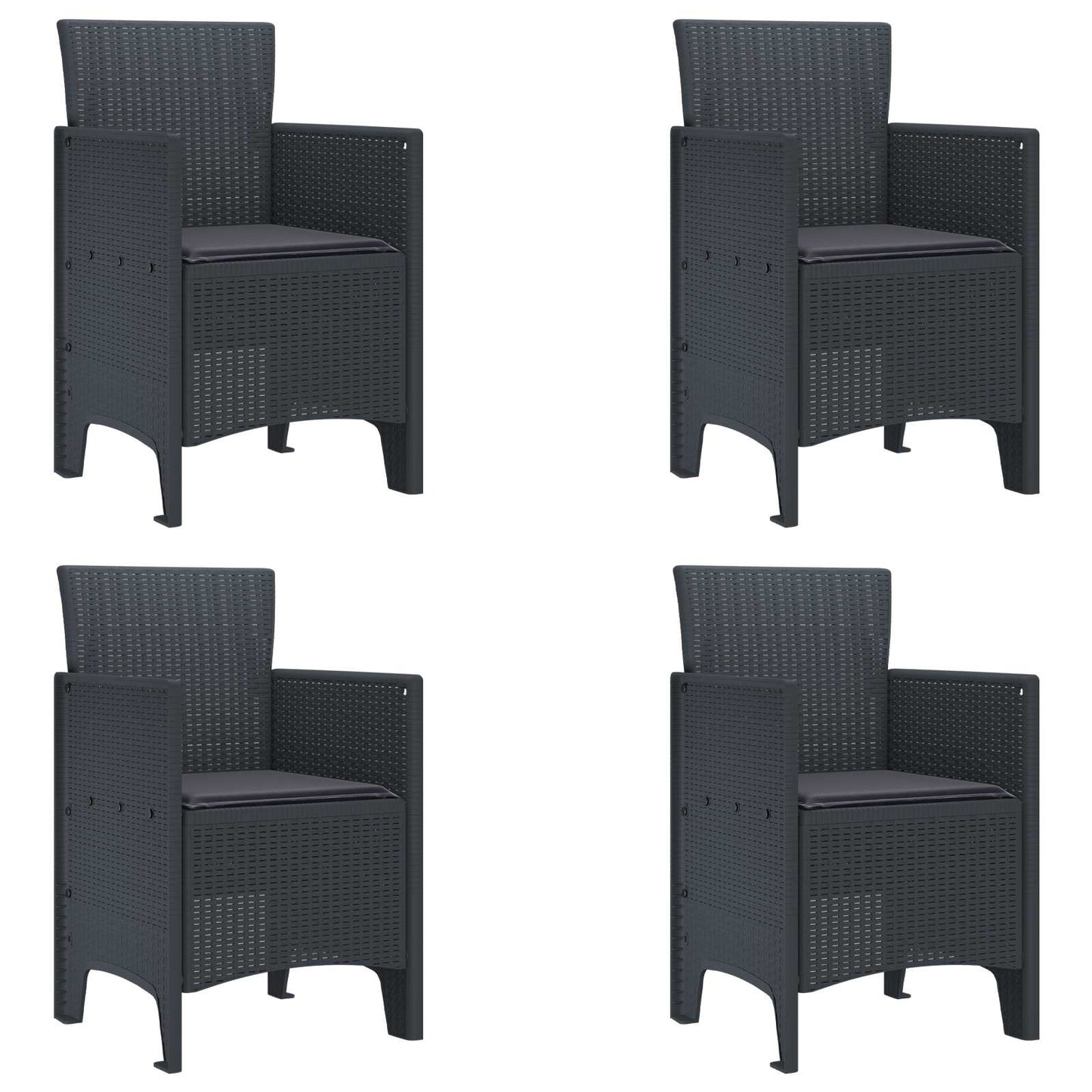 Tuinstoel 4 pcs Antraciet 53 x 49 x 85 cm Polypropyleen is nu te koop bij PeponiXL, paradijselijk wonen!