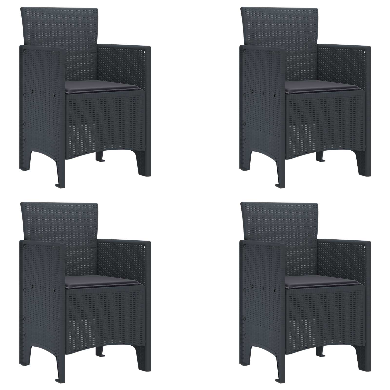 Tuinstoel 4 pcs Antraciet 53 x 49 x 85 cm Polypropyleen is nu te koop bij PeponiXL, paradijselijk wonen!