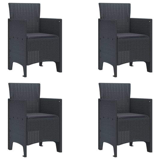 Tuinstoel 4 pcs Antraciet 53 x 49 x 85 cm Polypropyleen is nu te koop bij PeponiXL, paradijselijk wonen!