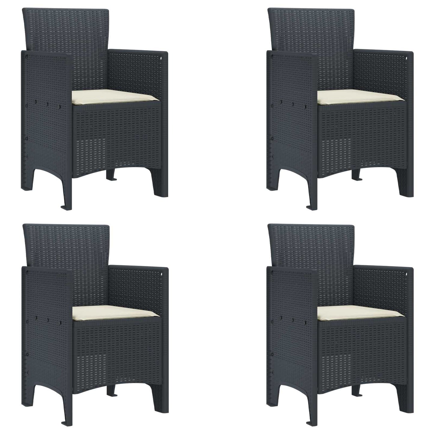 Tuinstoel 4 pcs Antraciet 53 x 49 x 85 cm Polypropyleen is nu te koop bij PeponiXL, paradijselijk wonen!