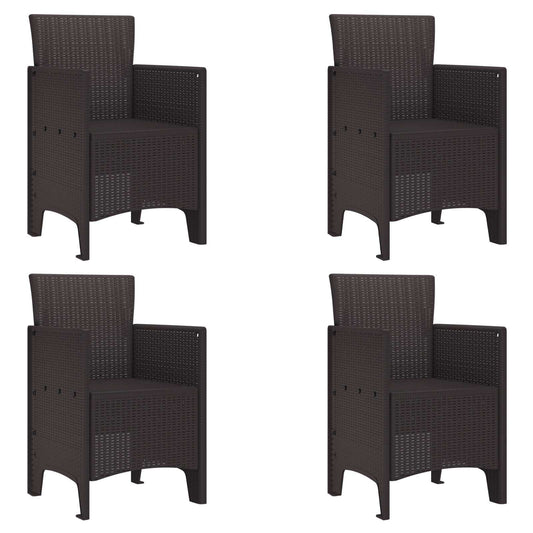 Tuinstoel met kussen 4 pcs Bruin 53 x 49 x 85 cm Polypropyleen is nu te koop bij PeponiXL, paradijselijk wonen!