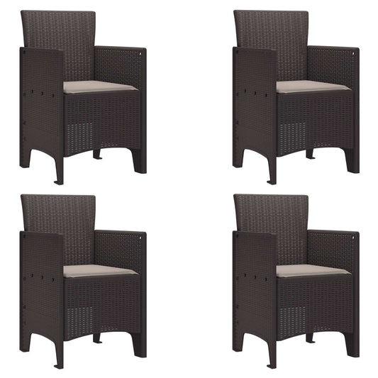 Tuinstoel met kussen 4 pcs Bruin 53 x 49 x 85 cm Polypropyleen is nu te koop bij PeponiXL, paradijselijk wonen!
