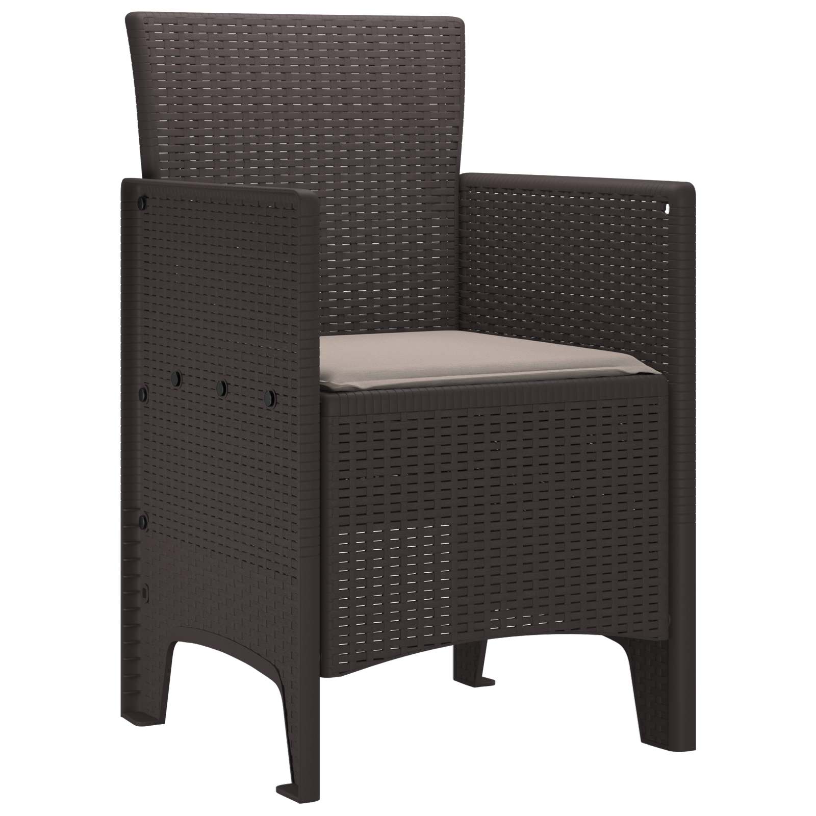 Tuinstoel met kussen 4 pcs Bruin 53 x 49 x 85 cm Polypropyleen is nu te koop bij PeponiXL, paradijselijk wonen!