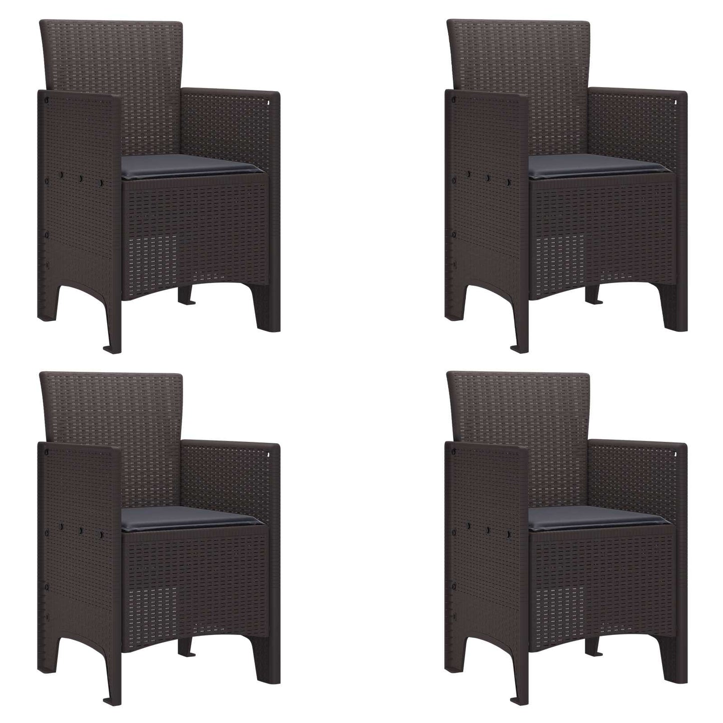 Tuinstoel met kussen 4 pcs Bruin 53 x 49 x 85 cm Polypropyleen is nu te koop bij PeponiXL, paradijselijk wonen!