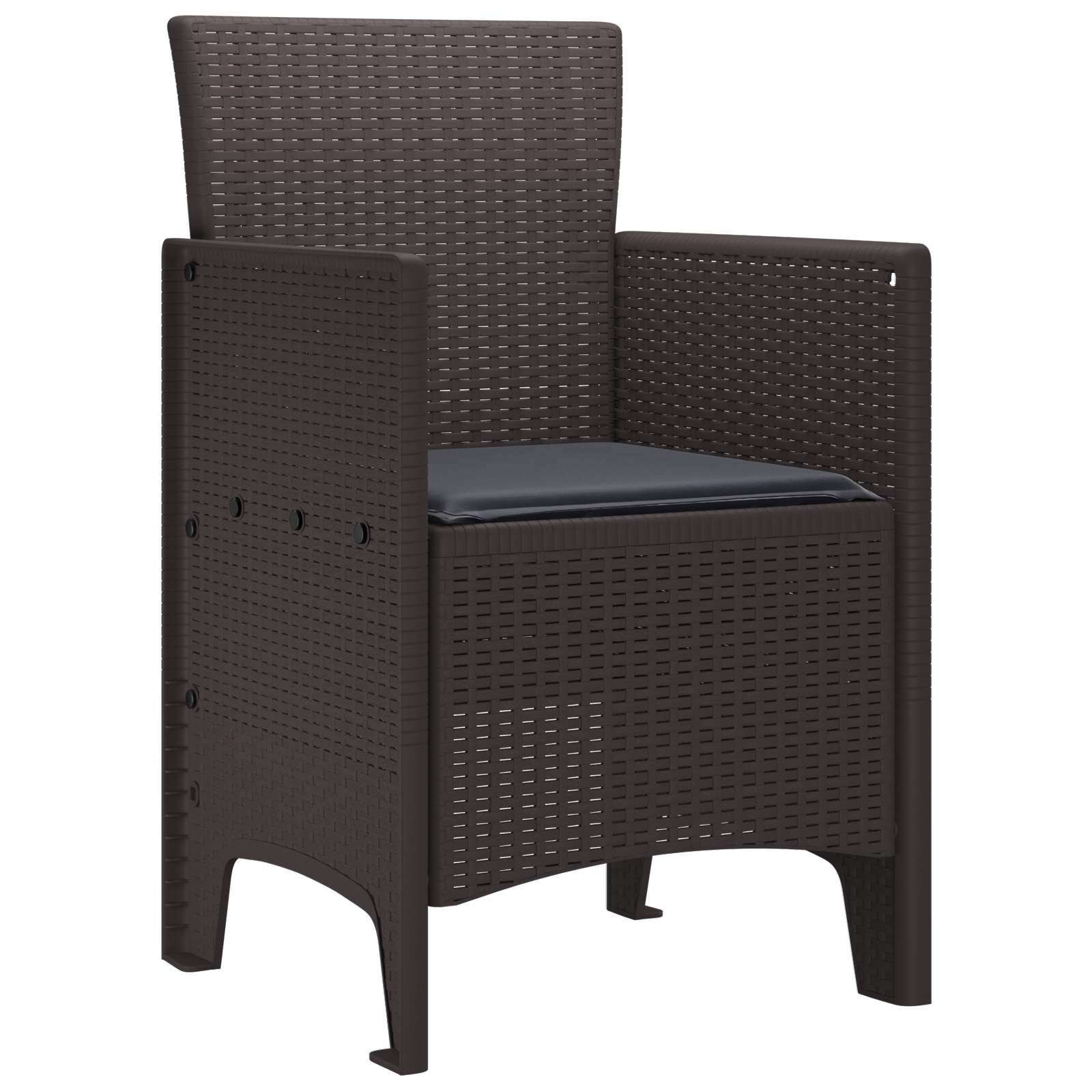 Tuinstoel met kussen 4 pcs Bruin 53 x 49 x 85 cm Polypropyleen is nu te koop bij PeponiXL, paradijselijk wonen!
