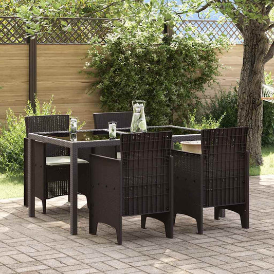 Tuinstoel met kussen 4 pcs Bruin 53 x 49 x 85 cm Polypropyleen is nu te koop bij PeponiXL, paradijselijk wonen!
