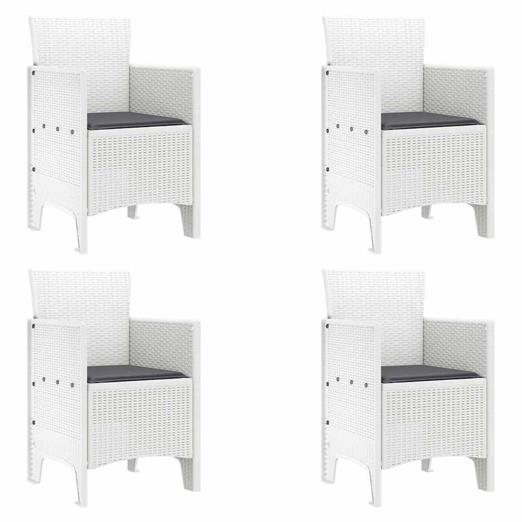 Tuinstoel met kussen 4 pcs Wit 53 x 49 x 85 cm Polypropyleen is nu te koop bij PeponiXL, paradijselijk wonen!