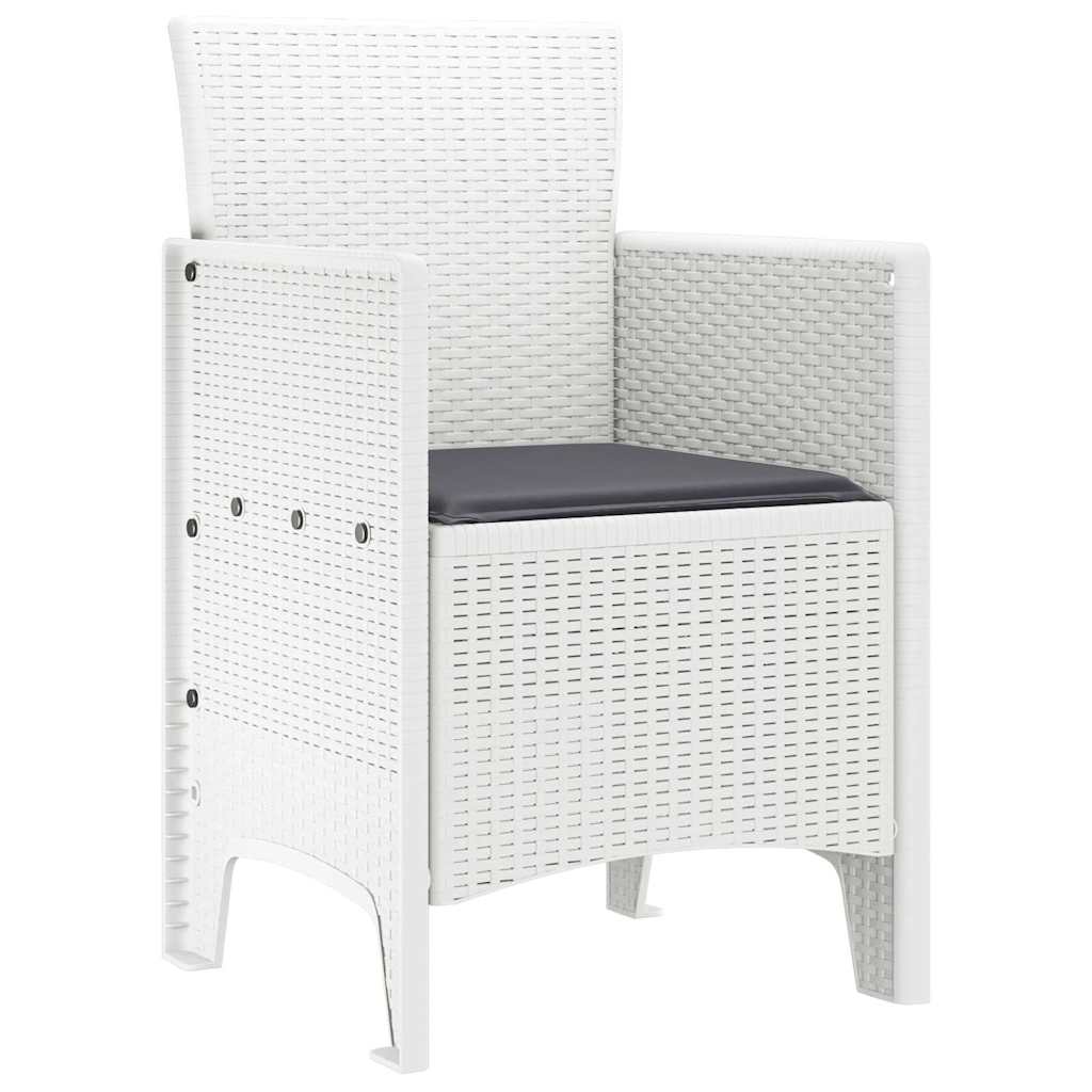 Tuinstoel met kussen 4 pcs Wit 53 x 49 x 85 cm Polypropyleen is nu te koop bij PeponiXL, paradijselijk wonen!