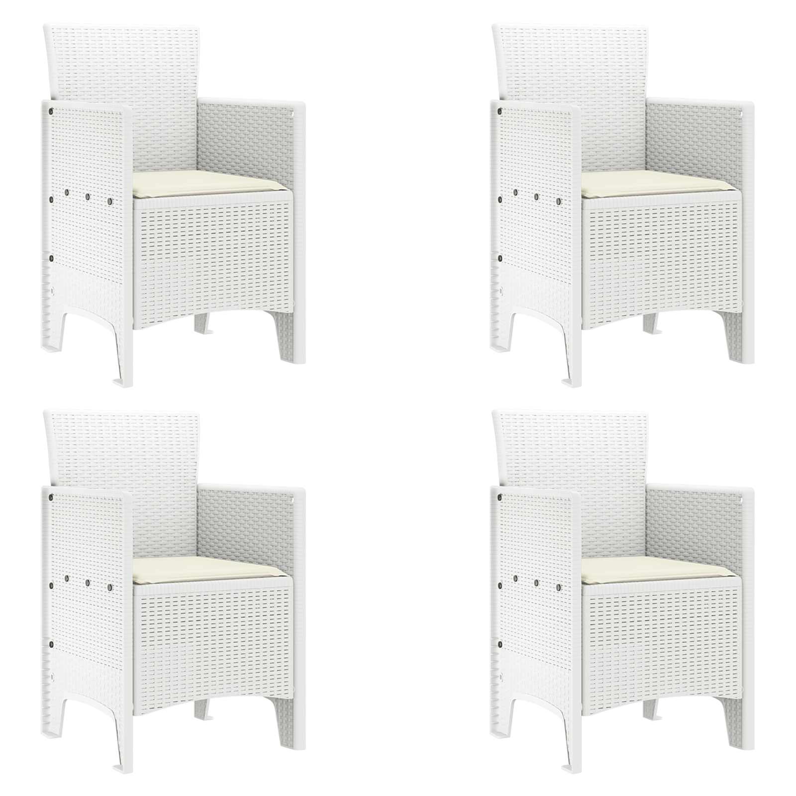 Tuinstoel met kussen 4 pcs Wit 53 x 49 x 85 cm Polypropyleen is nu te koop bij PeponiXL, paradijselijk wonen!